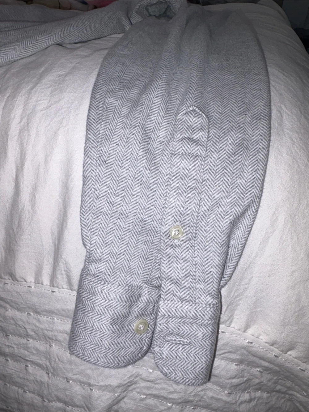 Polo by Ralph Lauren Light Gray Long-Sleeve Polo with Brown Placket